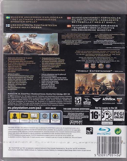 Enemy Territory Quake Wars - i Folie - PS3 (AA Grade) (Genbrug)